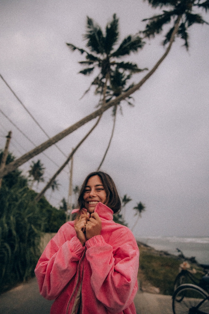 Cord Baseball Jacket - Deep Pink