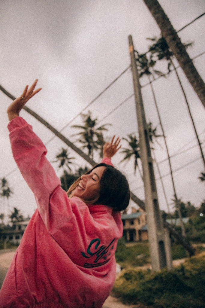 Cord Baseball Jacket - Deep Pink