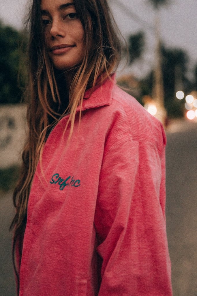 Cord Baseball Jacket - Deep Pink