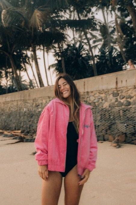 Cord Baseball Jacket - Deep Pink Cord Baseball Jacket - Deep Pink