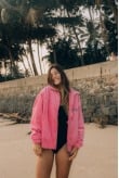 Cord Baseball Jacket - Deep Pink Cord Baseball Jacket - Deep Pink