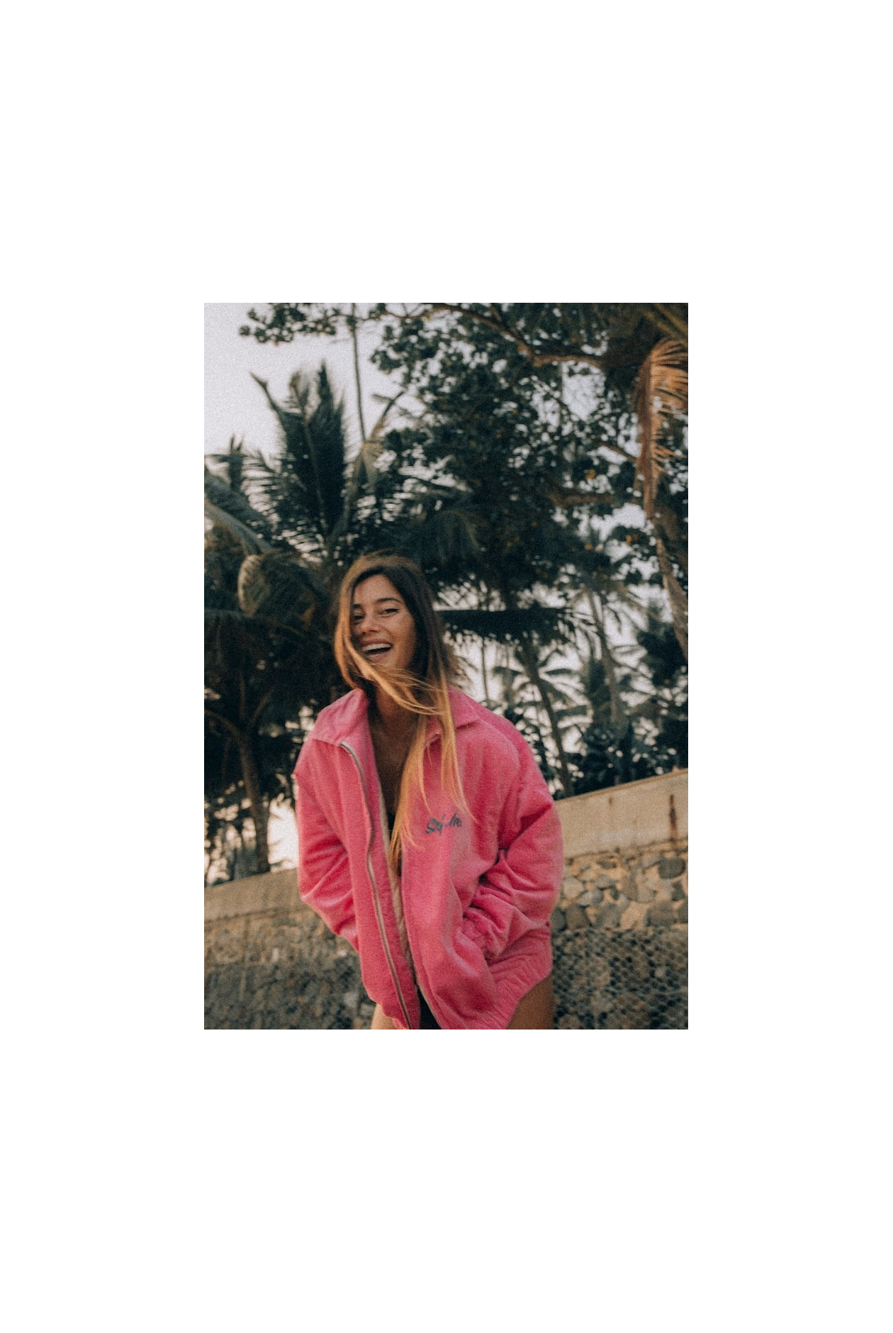 Cord Baseball Jacket - Deep Pink Cord Baseball Jacket - Deep Pink