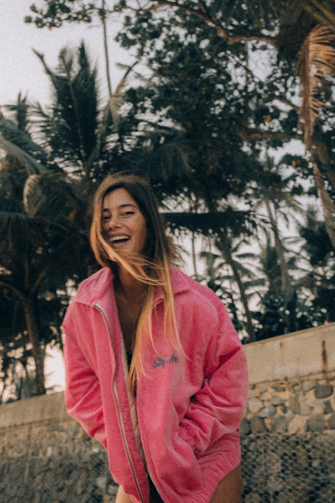 Cord Baseball Jacket - Deep Pink