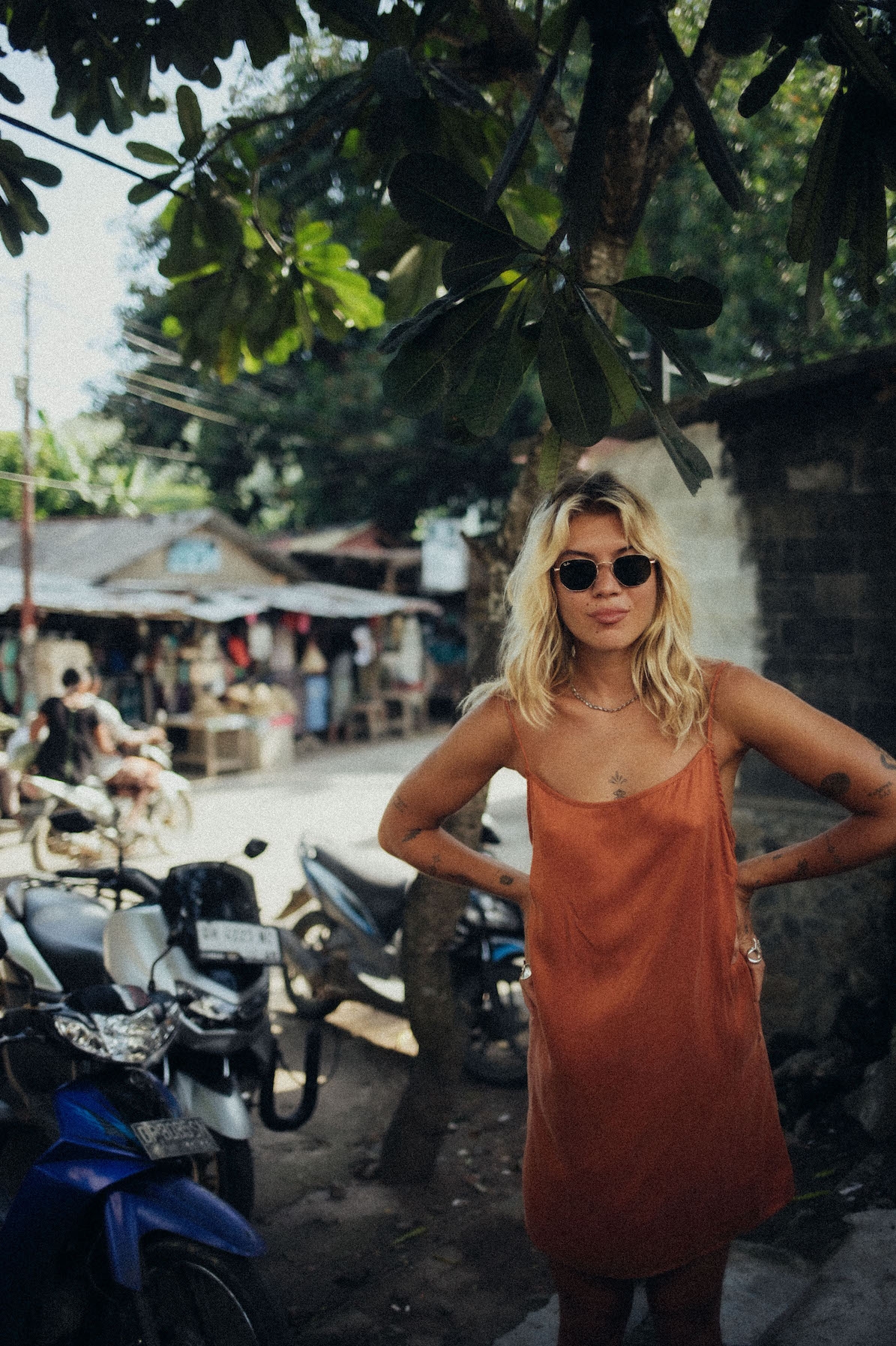 Mini Cupro Dress - Copper