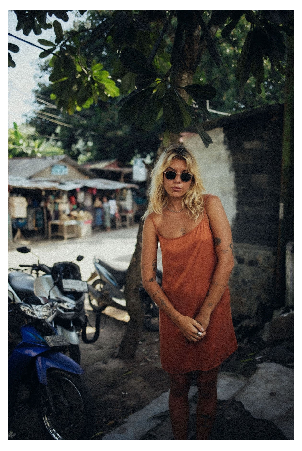 Mini Cupro Dress - Copper