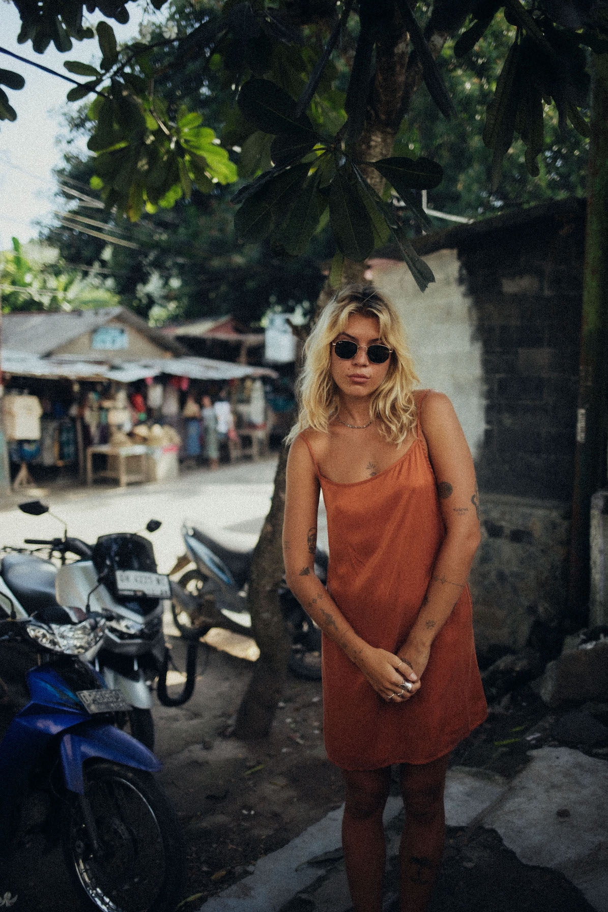 Mini Cupro Dress - Copper