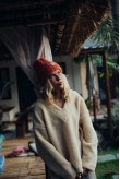 Sweatshirt mit V-Ausschnitt und Sherpa-Futter – Vintage White Sweatshirt mit V-Ausschnitt und Sherpa-Futter – Vintage White