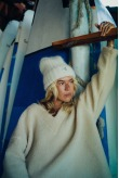 Sweatshirt mit V-Ausschnitt und Sherpa-Futter – Vintage White Sweatshirt mit V-Ausschnitt und Sherpa-Futter – Vintage White