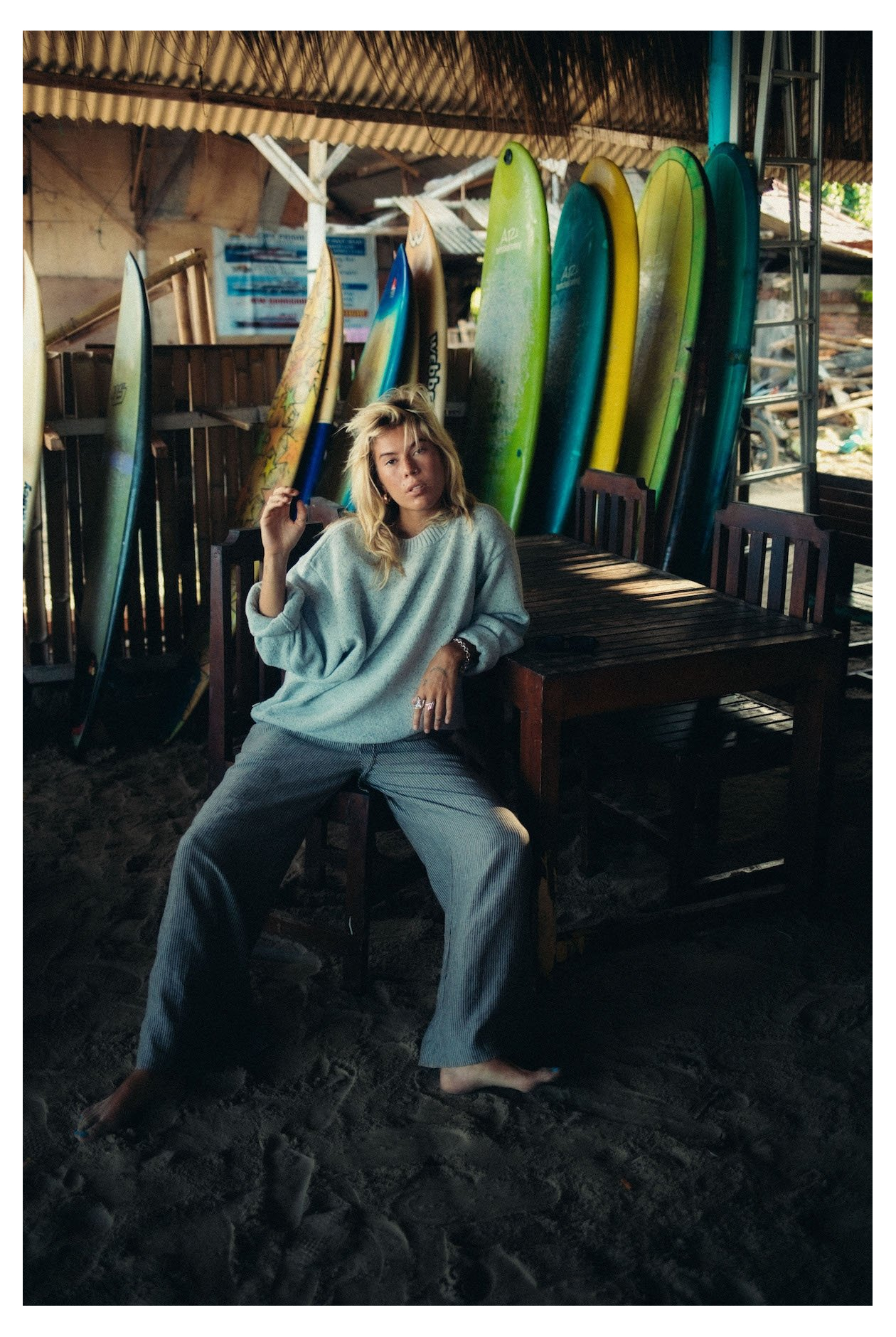 Beach Bum Sweater - Light Grey