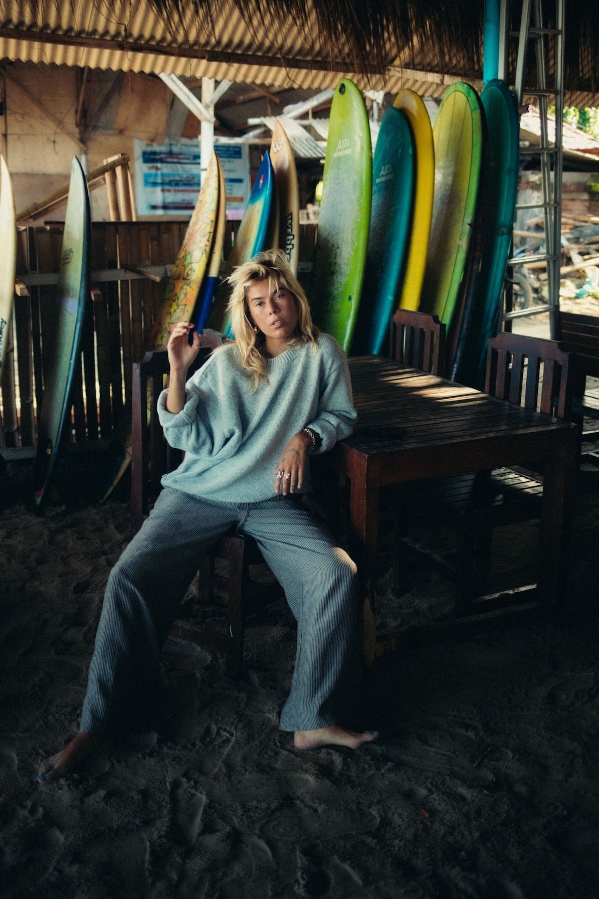 Beach Bum Sweater - Light Grey