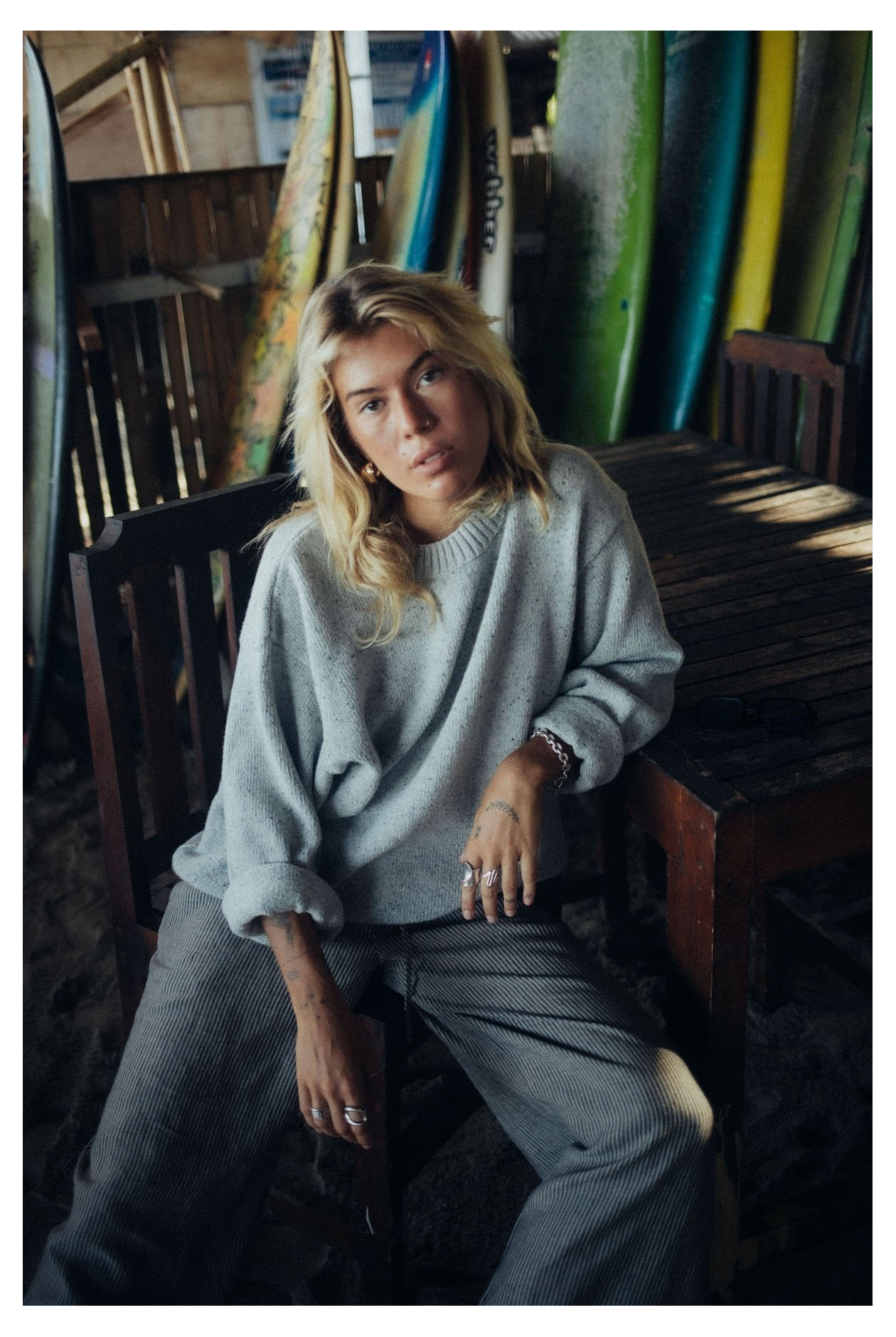 Beach Bum Sweater - Light Grey