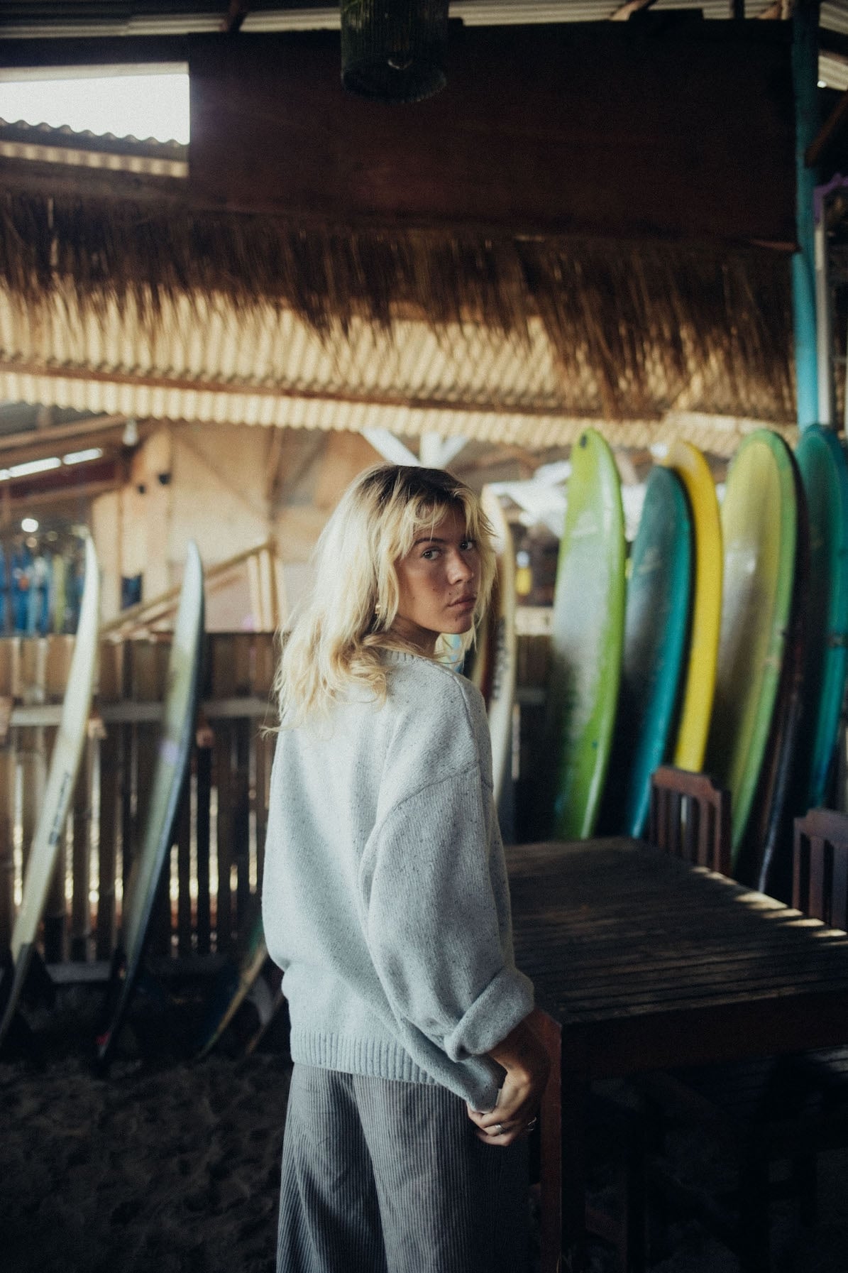 Beach Bum Sweater - Light Grey