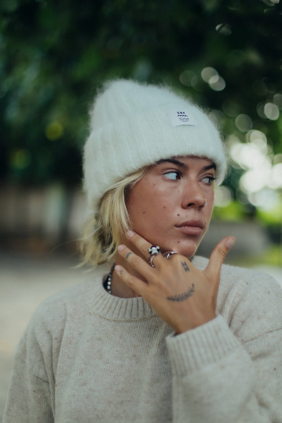 Olivia SRF Beanie - Vintage White