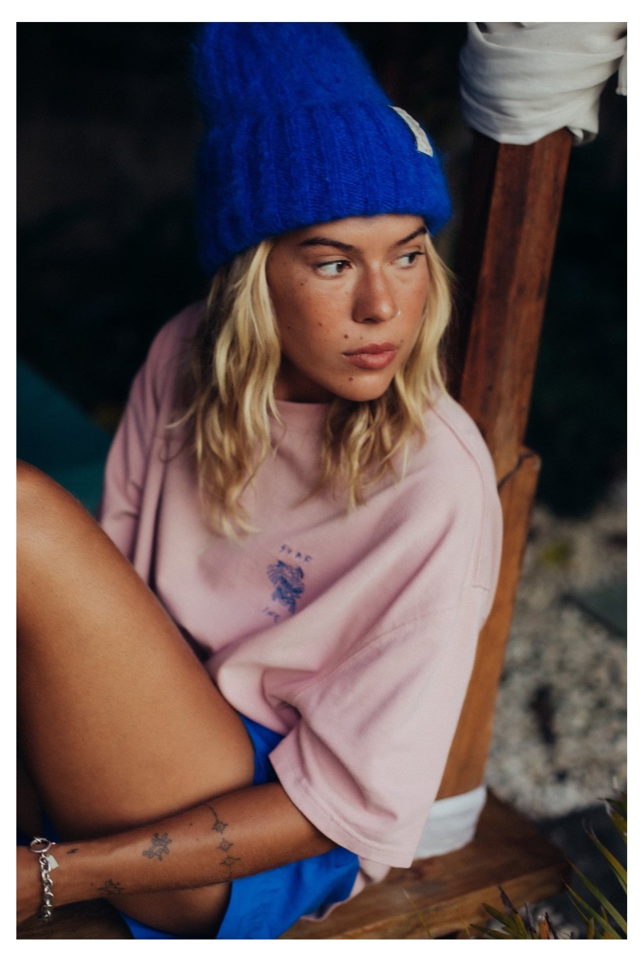 Olivia Tiger Beanie - Cobalt Haze