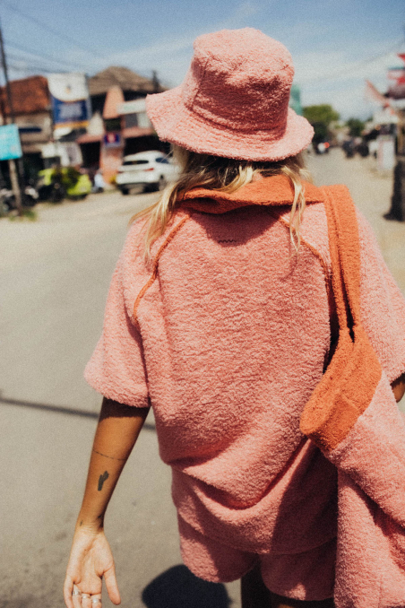 Frotte Polo Tee - Flamingo Pink Frotte Polo Tee - Flamingo Pink