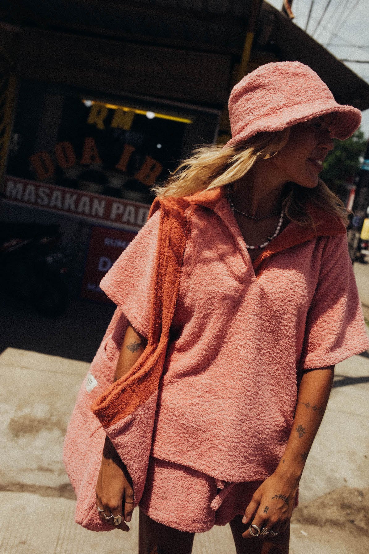 Frotte Polo Tee - Flamingo Pink