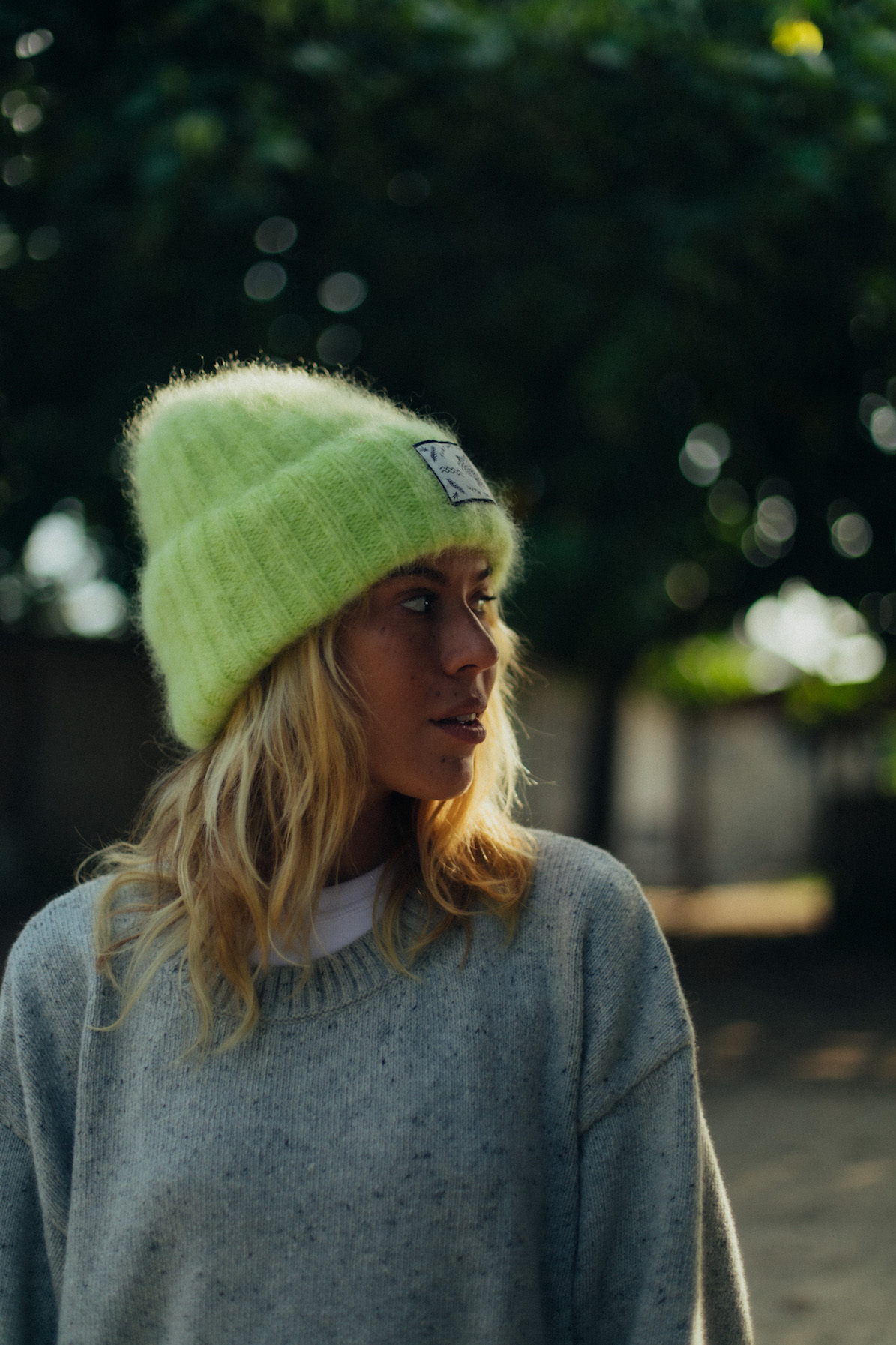 Olivia Wave Tiger Beanie - Lime