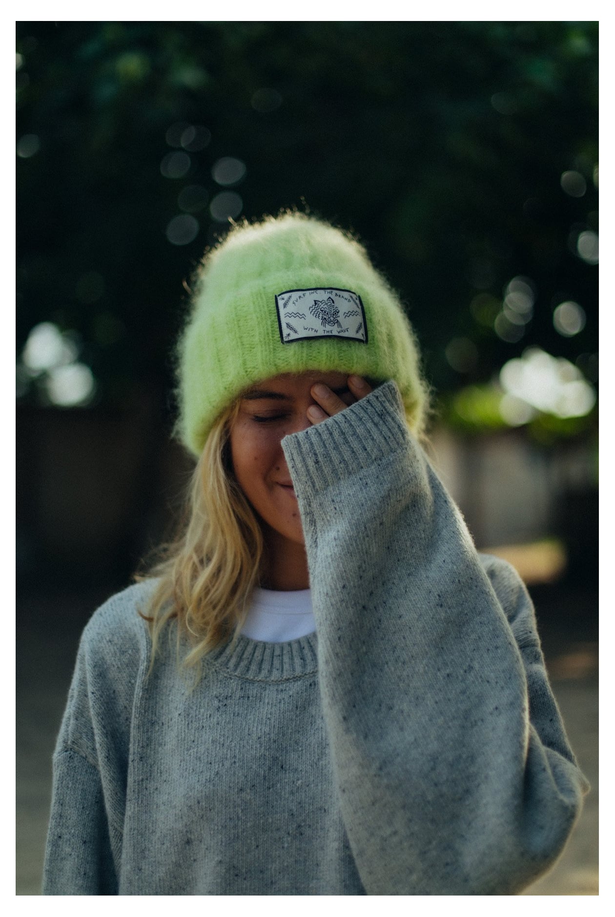 Olivia Wave Tiger Beanie - Lime | Surf Inc. Olivia Wave Tiger Beanie - Lime | Surf Inc.