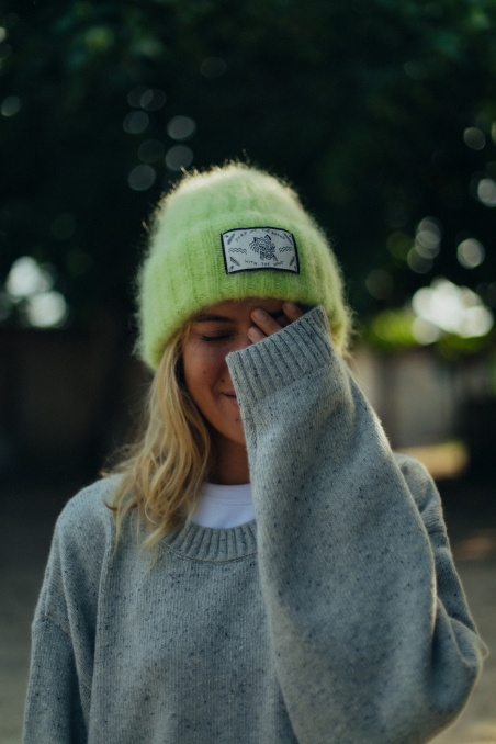 Olivia Wave Tiger Beanie - Lime Olivia Wave Tiger Beanie - Lime