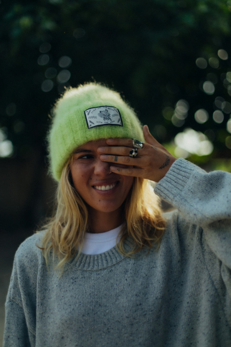 Olivia Wave Tiger Beanie - Lime Olivia Wave Tiger Beanie - Lime
