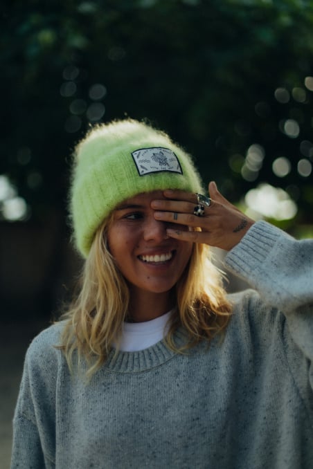 Olivia Wave Tiger Beanie - Lime Olivia Wave Tiger Beanie - Lime
