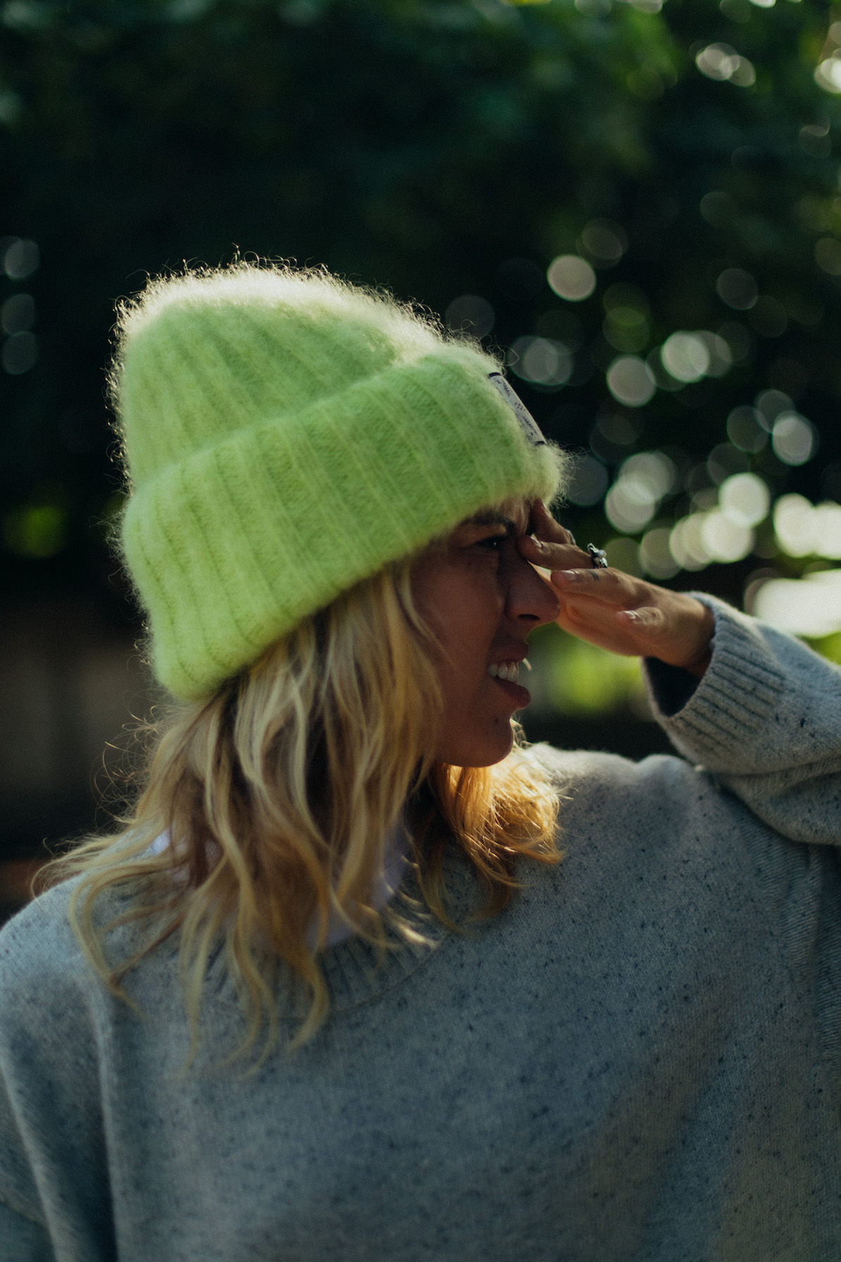Olivia Wave Tiger Beanie - Lime