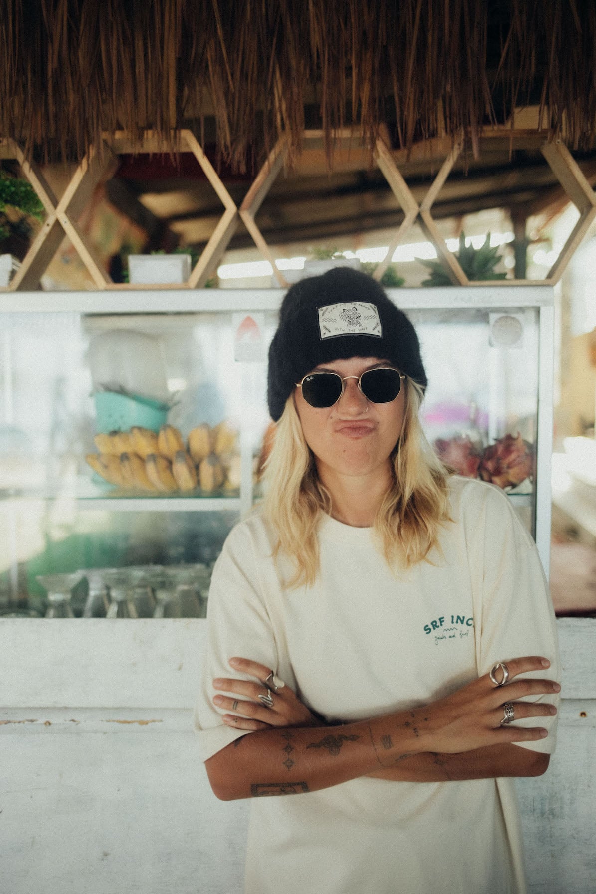 Olivia Wave Tiger Beanie - Space Black