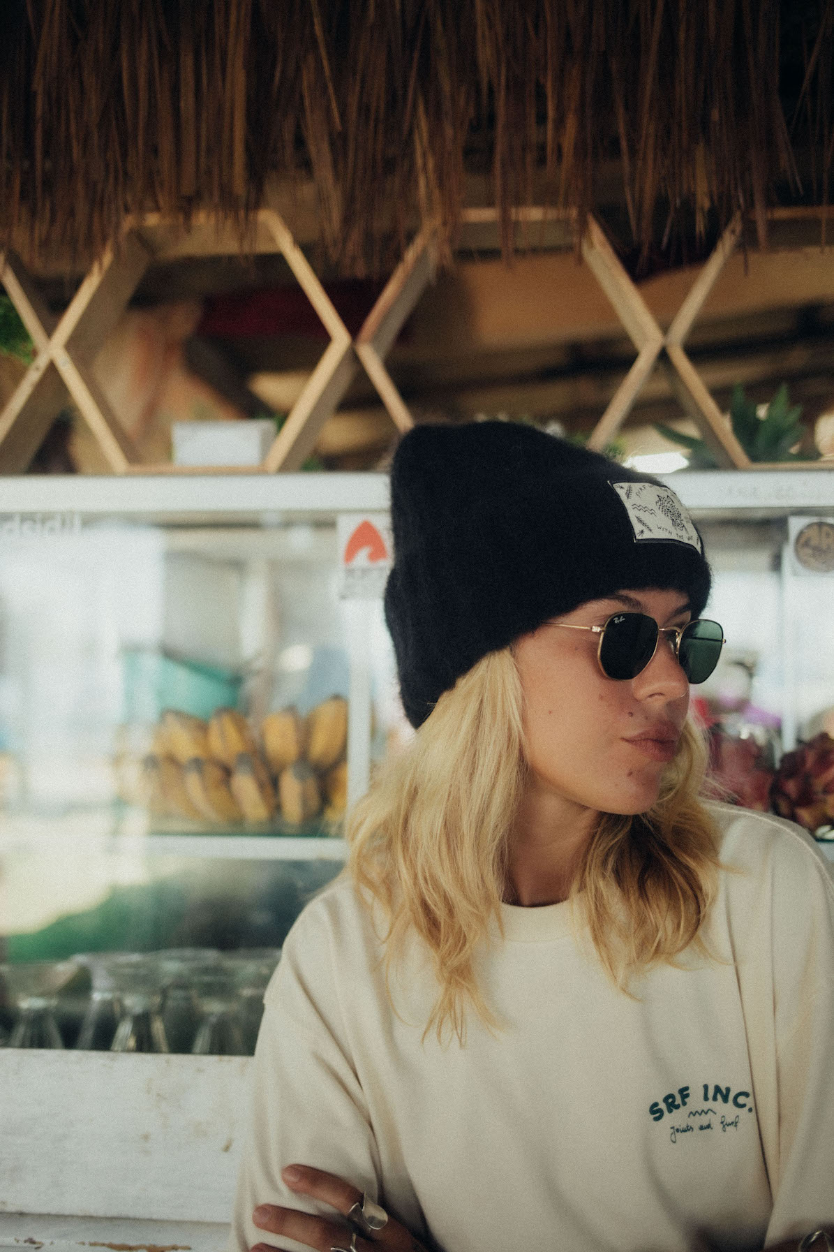 Olivia Wave Tiger Beanie - Space Black