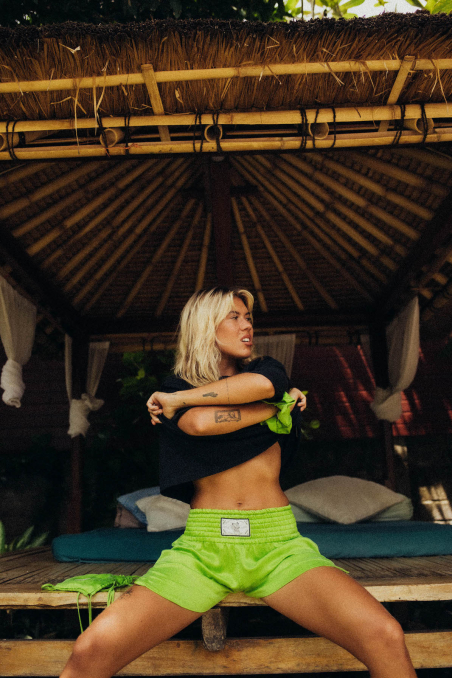 Wave Tiger Boxing Shorts - Lime Wave Tiger Boxing Shorts - Lime