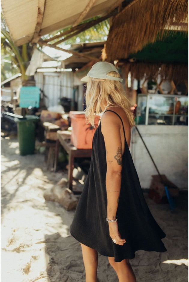 Loose Muslin Dress - Space Black Loose Muslin Dress - Space Black