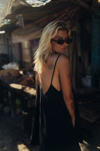 Loose Muslin Dress - Space Black