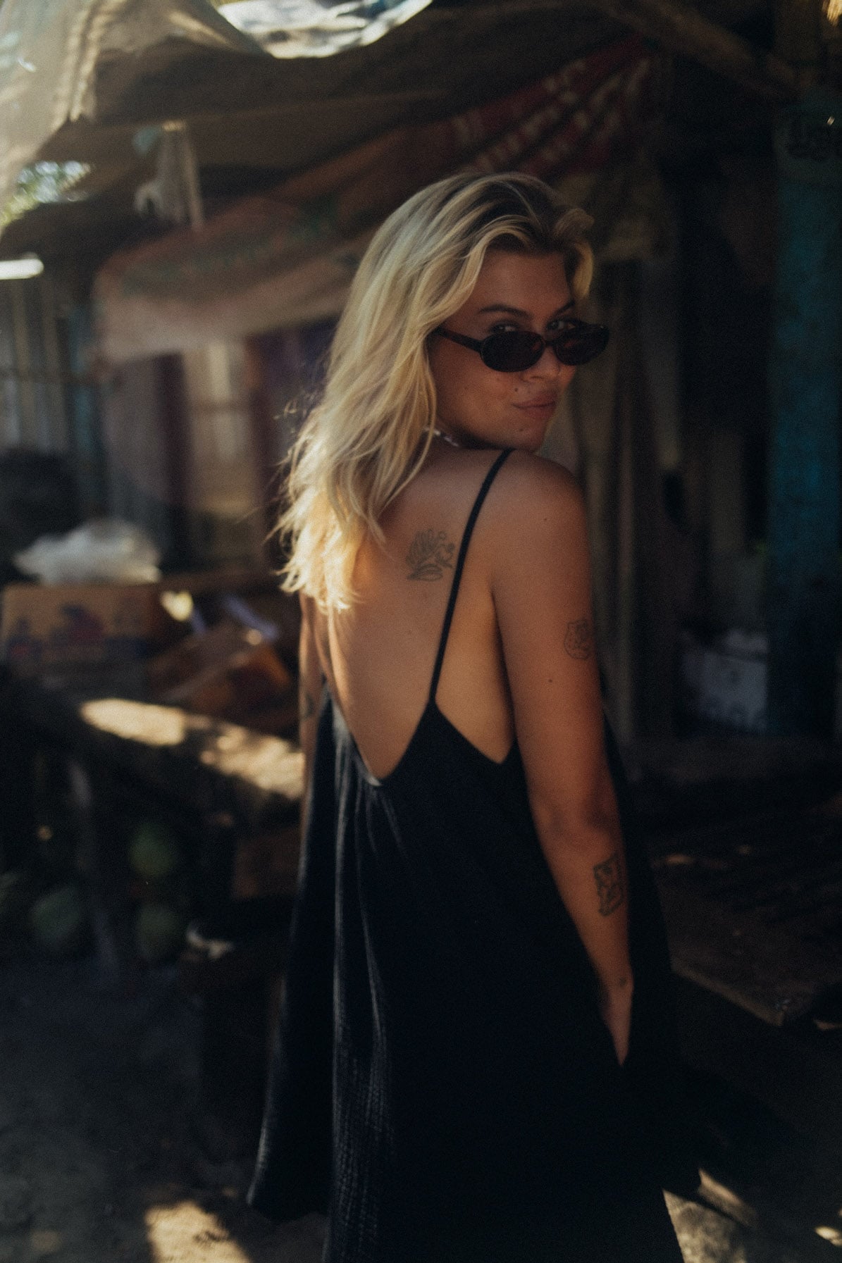 Loose Muslin Dress - Space Black