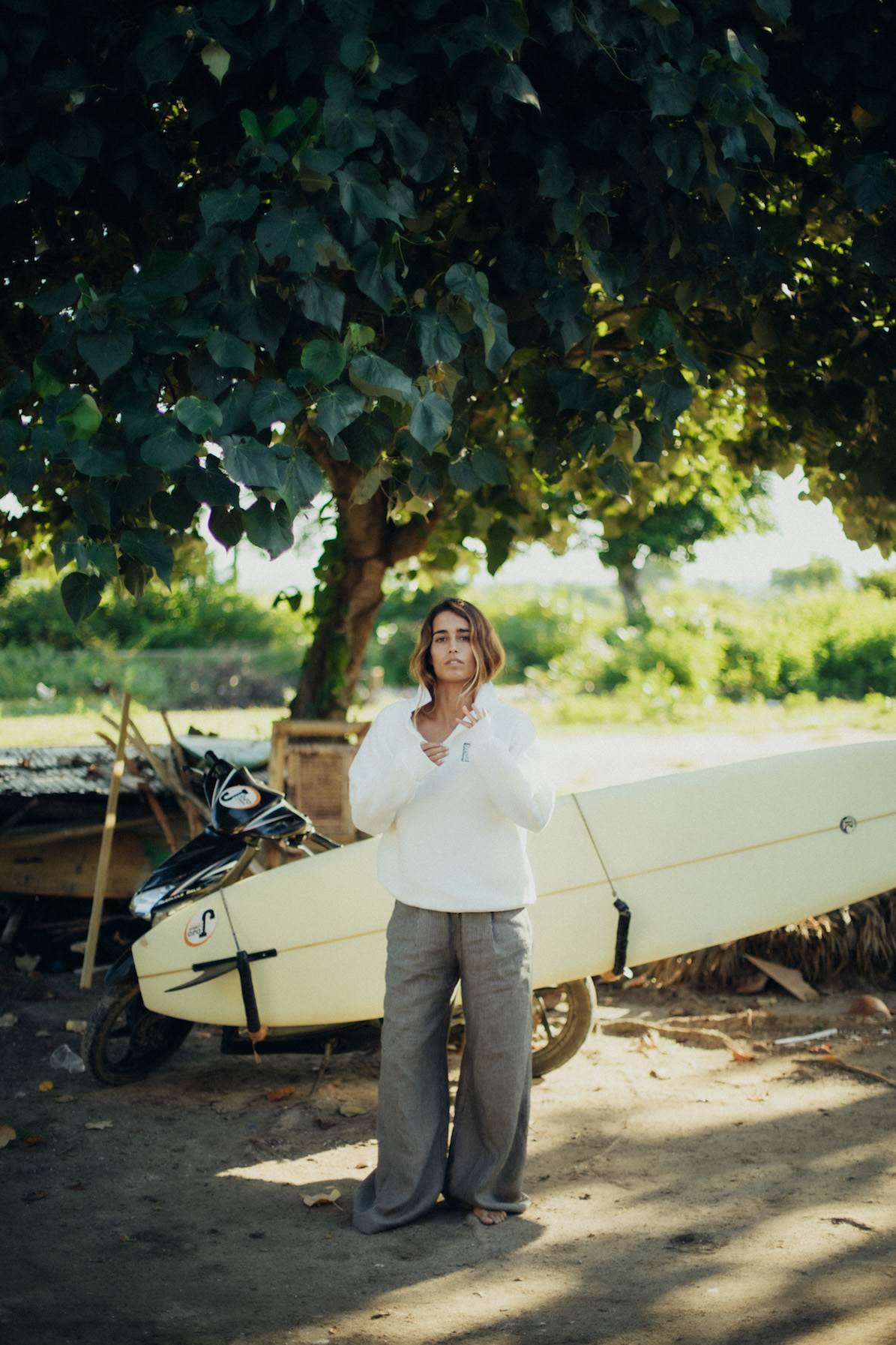 Surf Square Polo Sweat - Vintage White