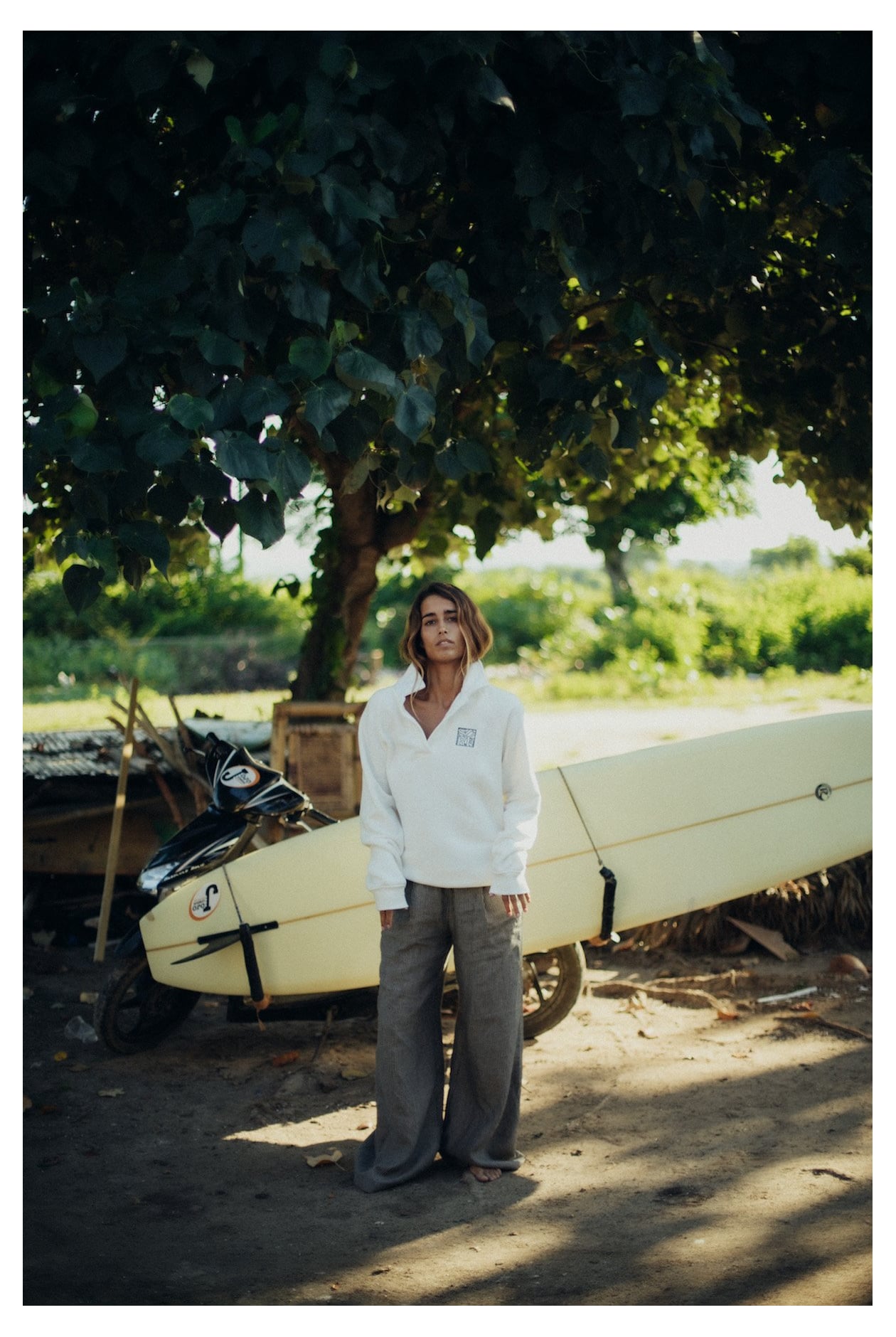 Surf Square Polo Sweat - Vintage White