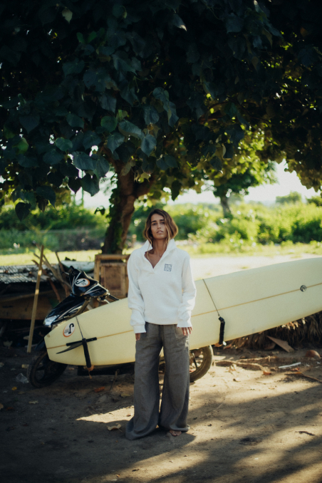 Surf Square Polo Sweat - Vintage White Surf Square Polo Sweat - Vintage White