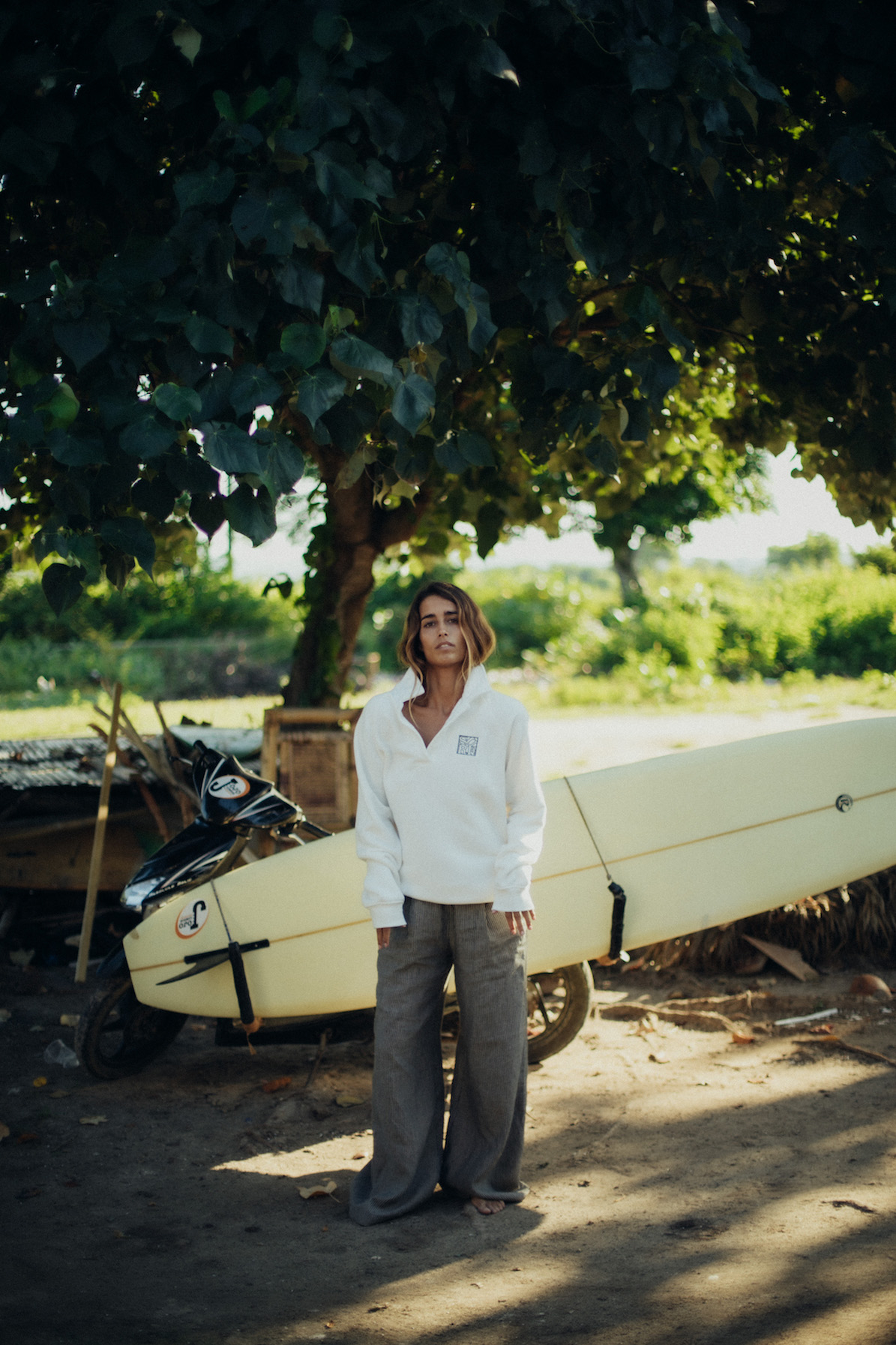 Surf Square Polo Sweat - Vintage White