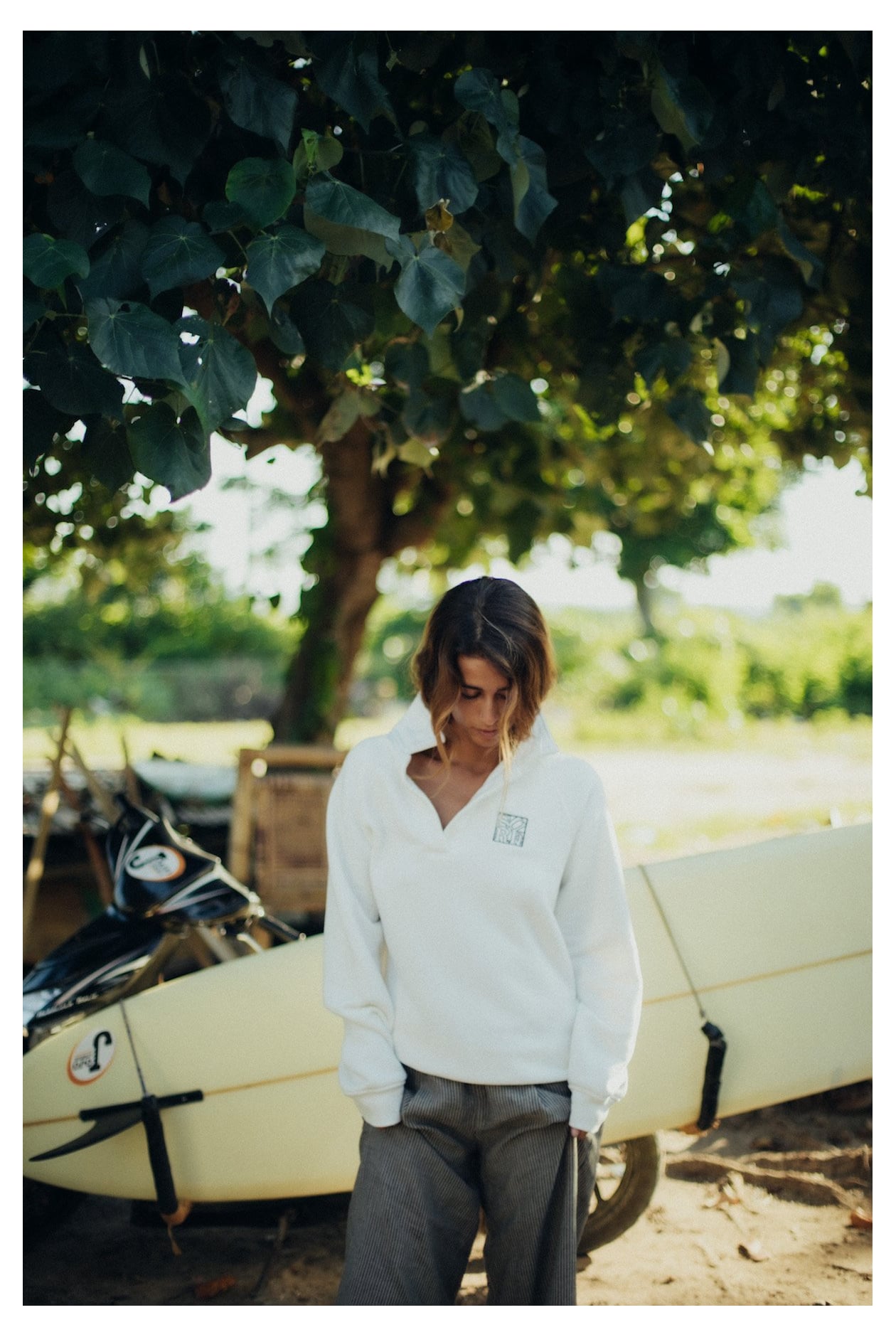 Surf Square Polo Sweat - Vintage White