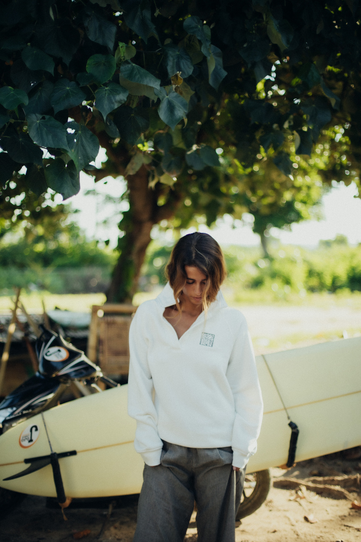 Surf Square Polo Sweat - Vintage White