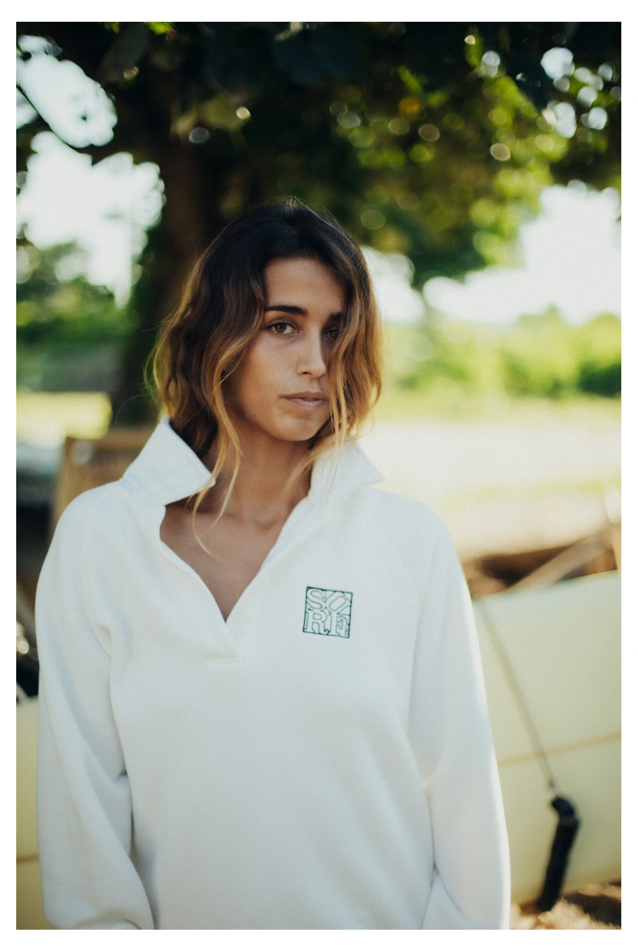 Surf Square Polo Sweat - Vintage White