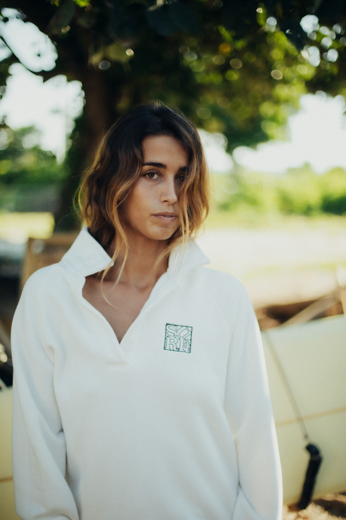 Surf Square Polo Sweat - Vintage White