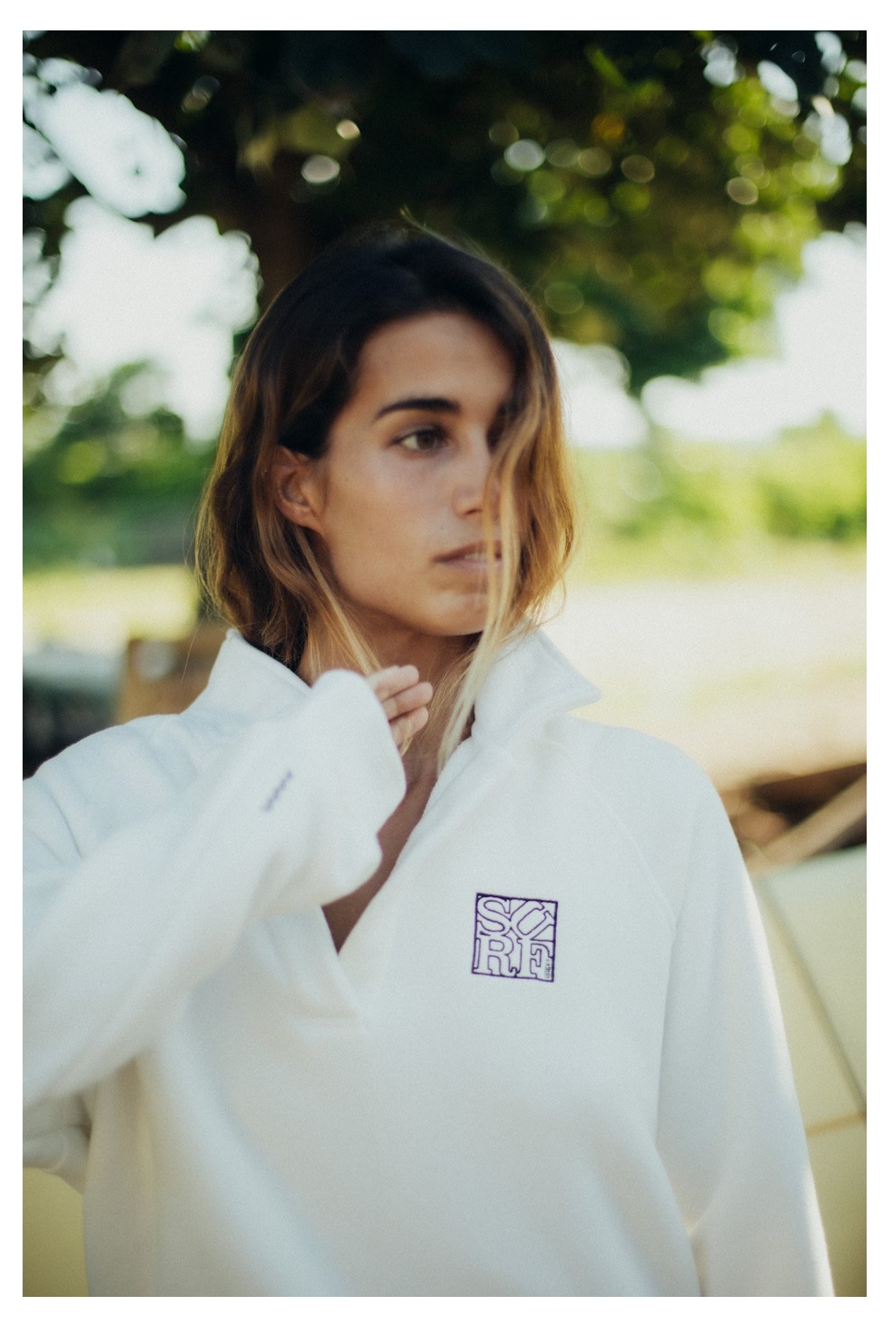 Surf Square Polo Sweat - Vintage White