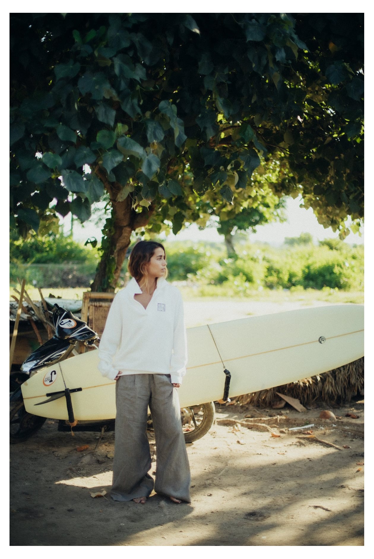 Surf Square Polo Sweat - Vintage White