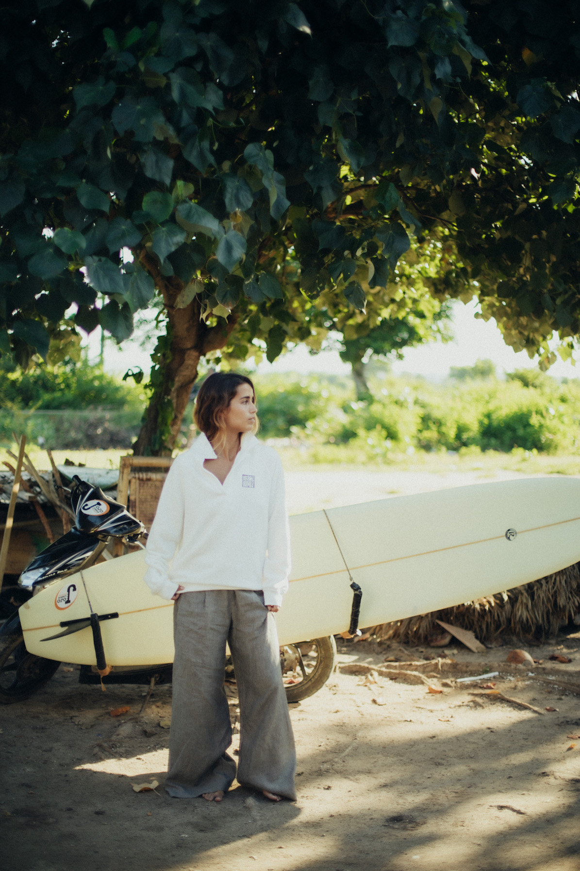 Surf Square Polo Sweat - Vintage White