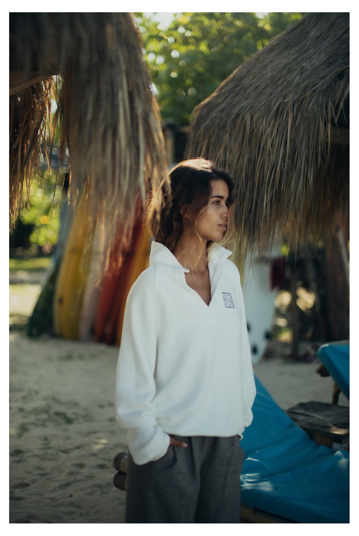 Surf Square Polo Sweat - Vintage White