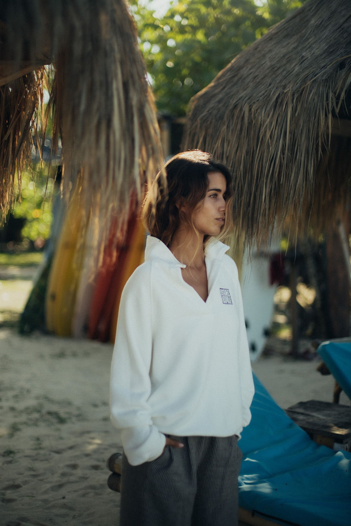 Surf Square Polo Sweat - Vintage White