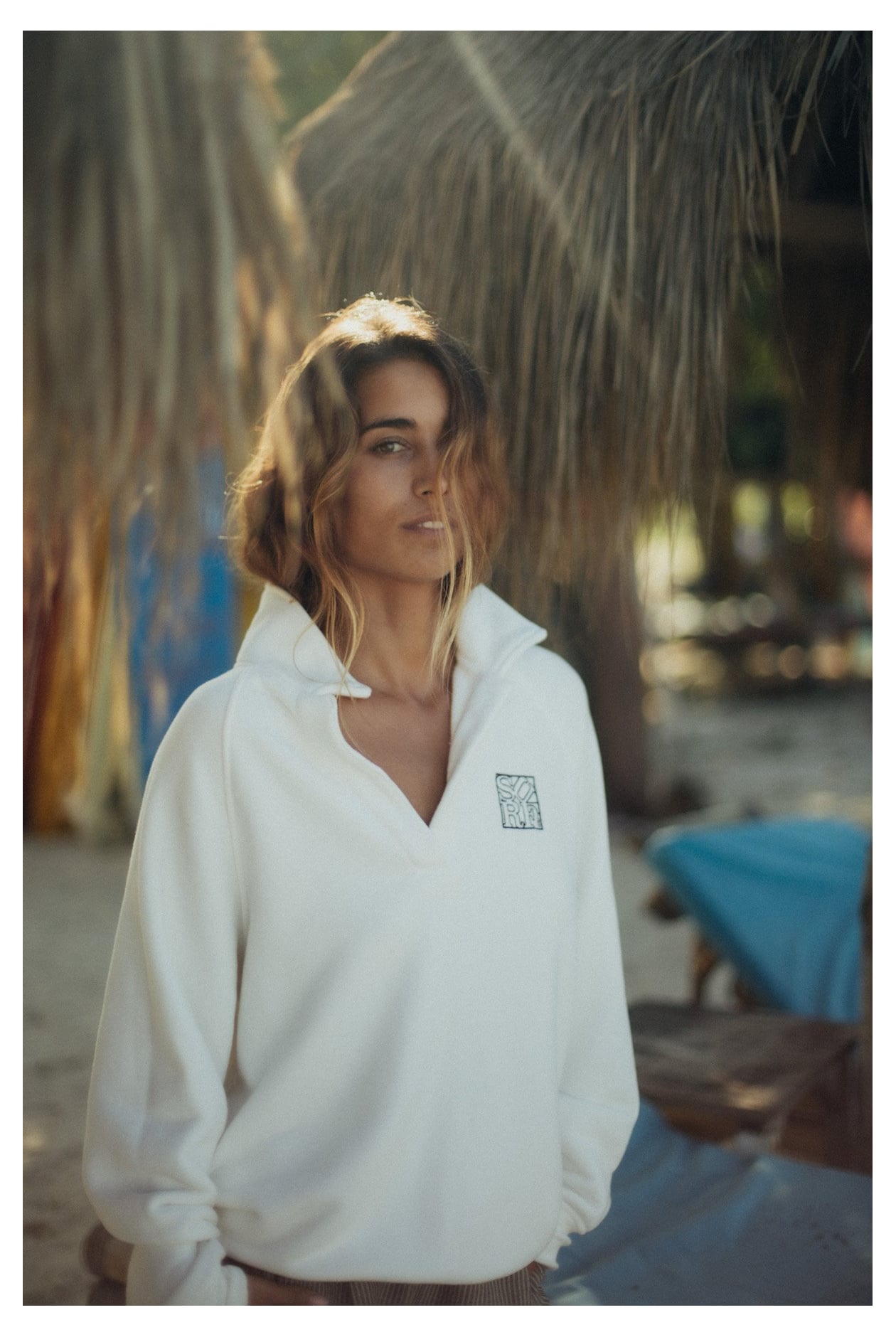 Surf Square Polo Sweat - Vintage White