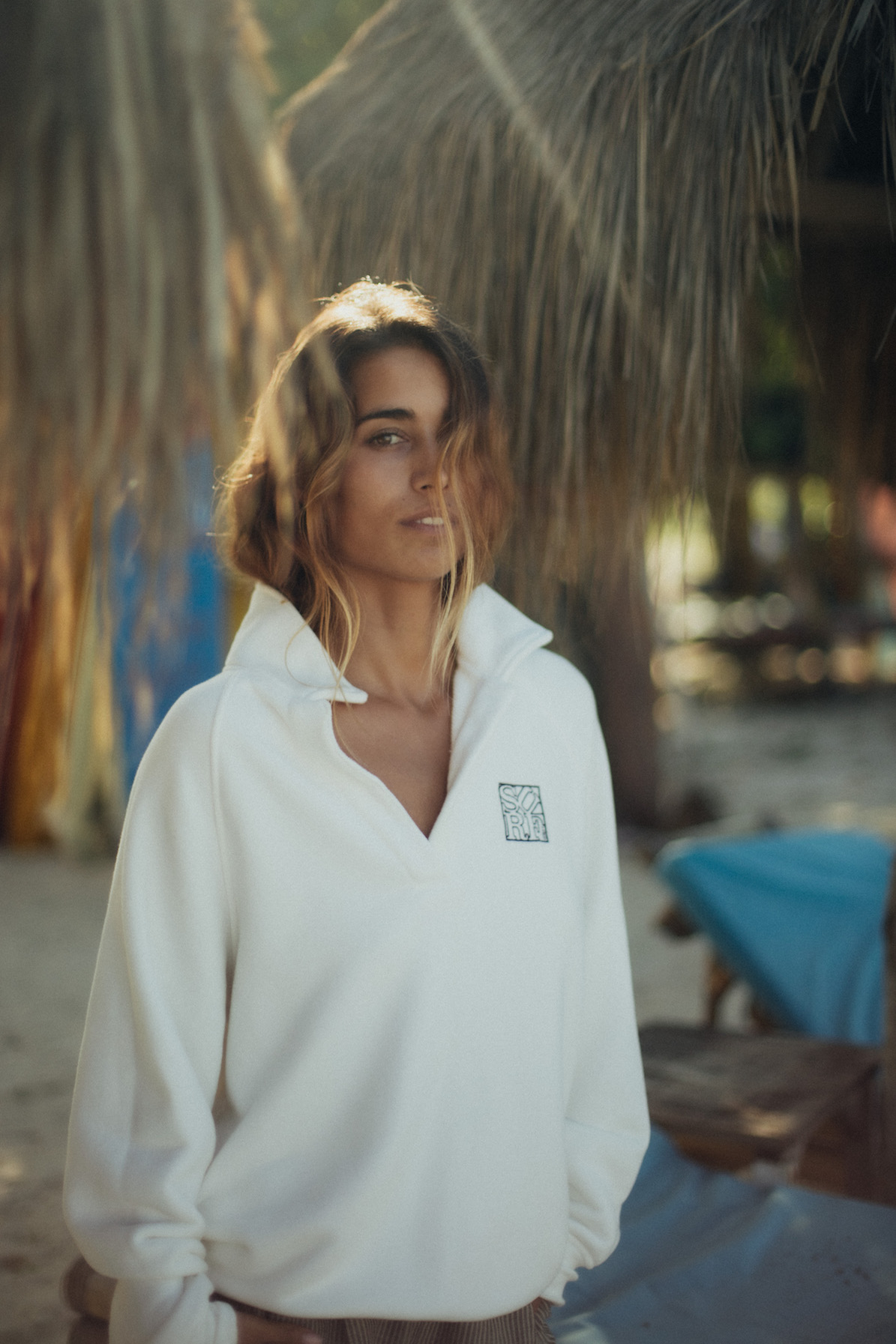 Surf Square Polo Sweat - Vintage White