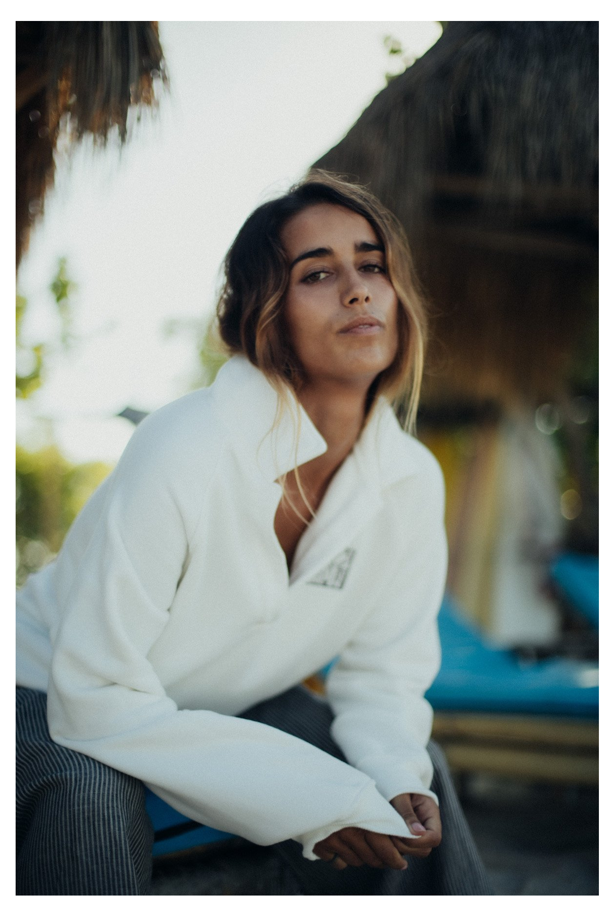 Surf Square Polo Sweat - Vintage White