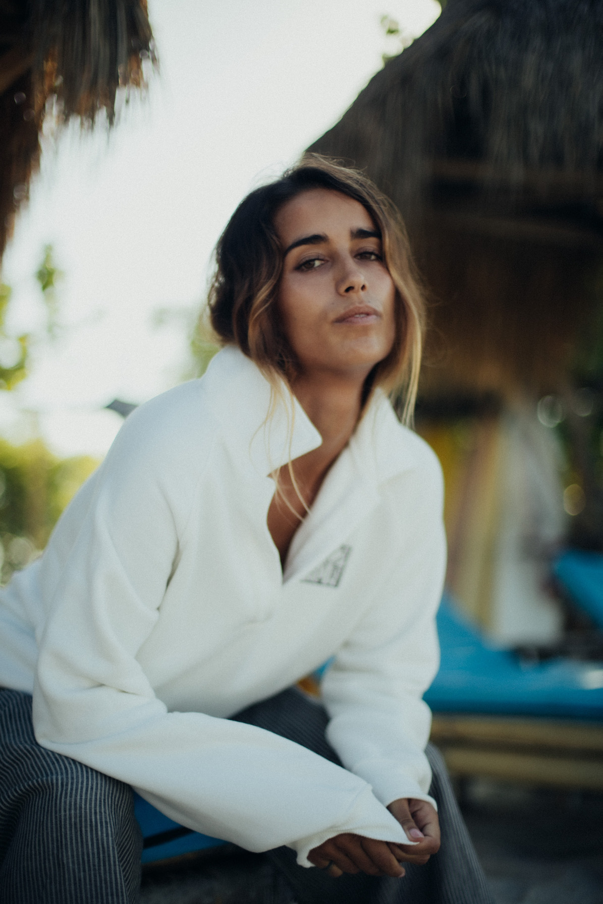 Surf Square Polo Sweat - Vintage White