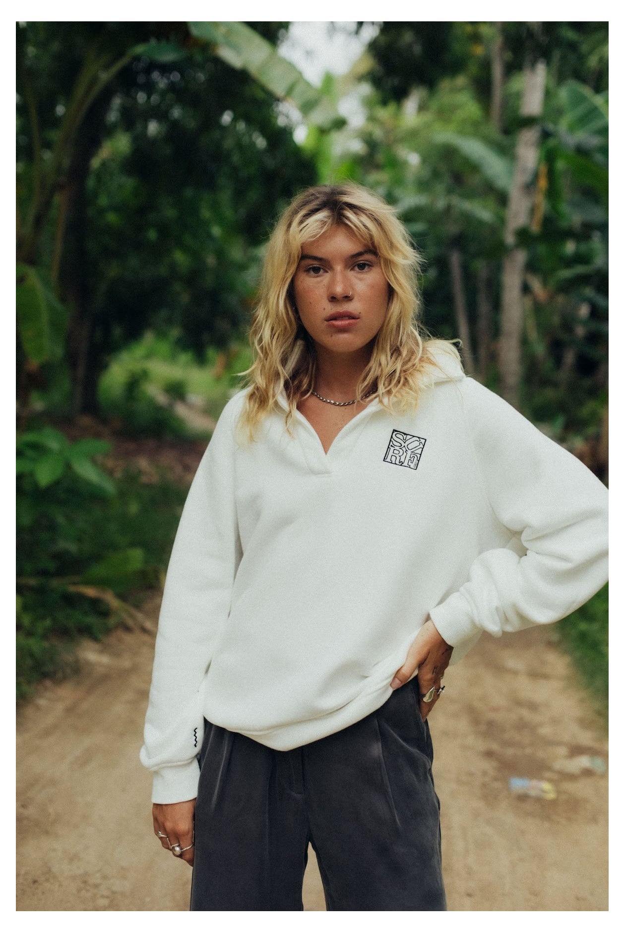 Surf Square Polo Sweat - Vintage White
